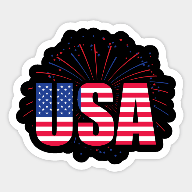 USA fireworks 4th of July Patriotic Sticker by Kaileymahoney